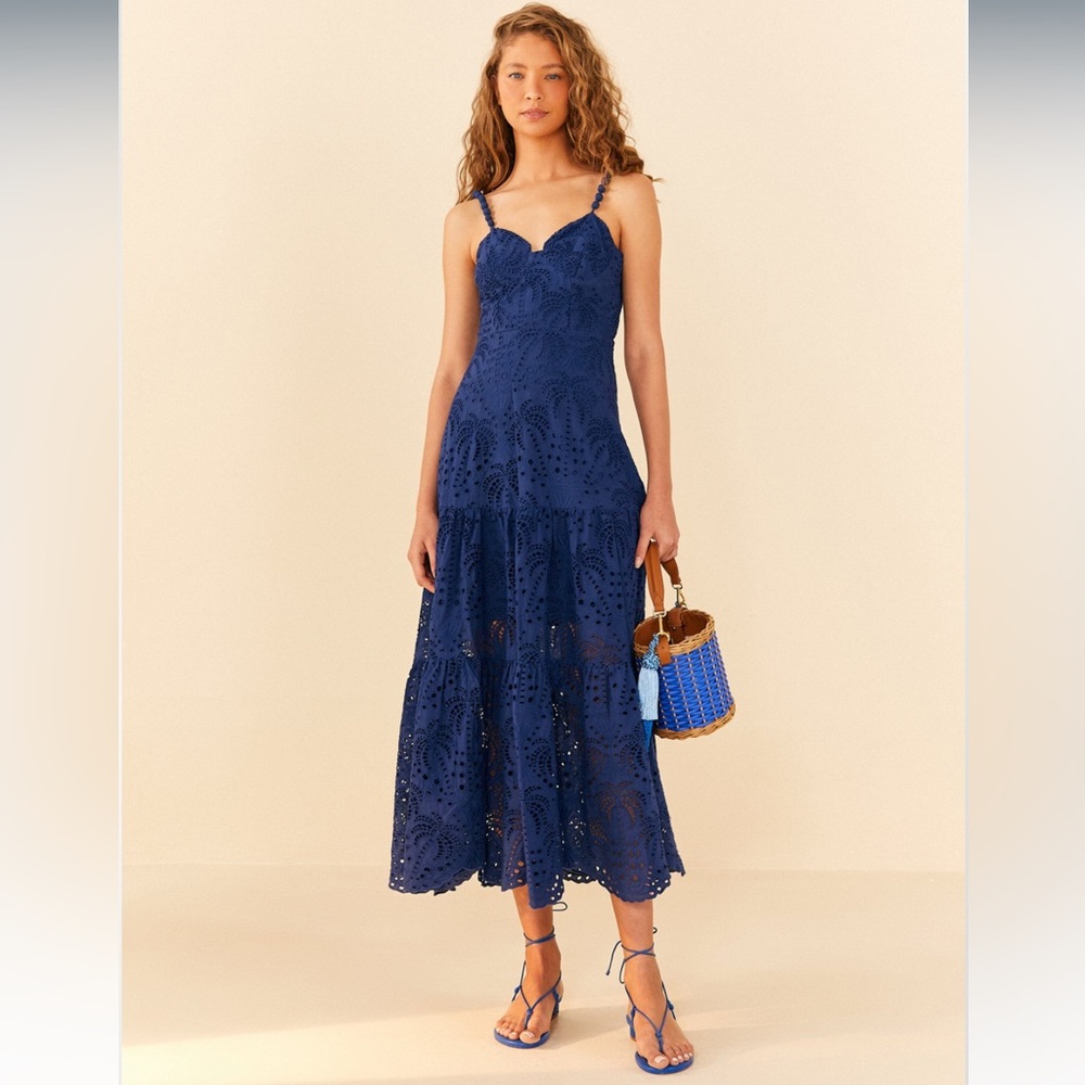 FARM RIO Richelieu Deep Blue Midi - NEW